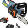 SENIX X2 20 Volt Max Cordless Chainsaw with 10-inch Bar and Chain for Limbs and Small Branches, Lightweight, Rear Handle, Includes 2.5 Ah Li-Ion Battery and Charger (CSX2-M)