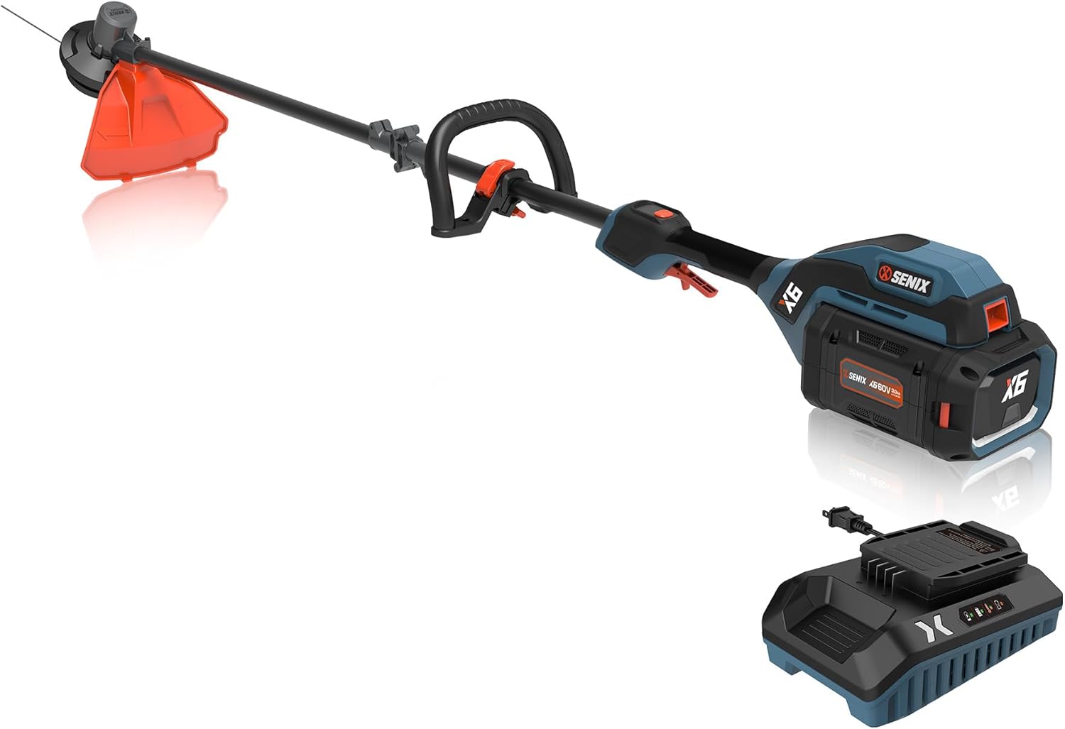 SENIX X6 60 Volt Max Cordless Brushless Grass Trimmer and Edger Lawn Tool, Straight Shaft, 16-Inch Max Cutting Width, Bump Feed, 3.0 Ah Lithium-ion Battery and Charger Included (GTX6-M) SENIX X6 60 Volt Max* Cordless Brushless Grass Trimmer and Edger Lawn Tool, Straight Shaft, 16-Inch Max Cutting Width, Bump Feed, 3.0 Ah Lithium-ion Battery and Charger Included (GTX6-M)
