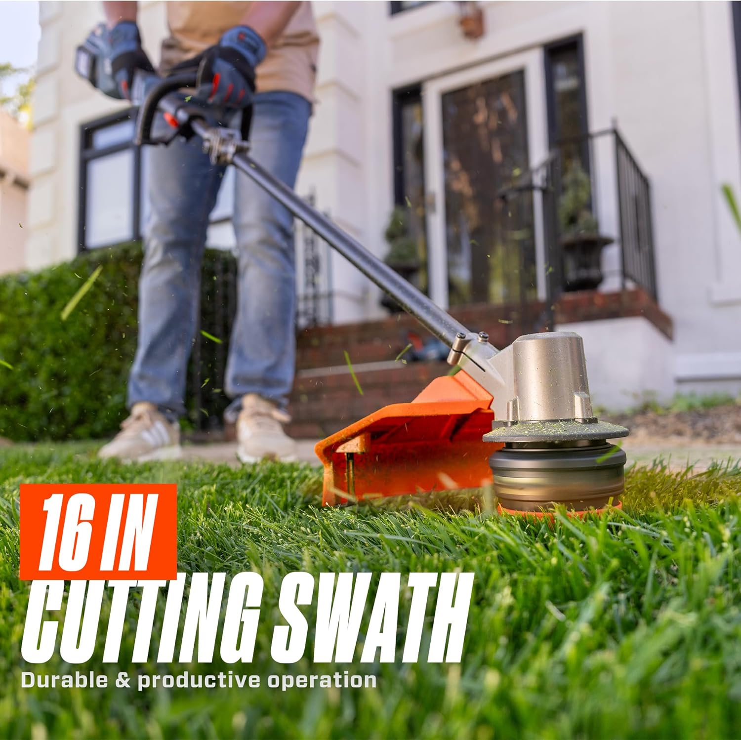 SENIX X6 60 Volt Max Cordless Brushless Grass Trimmer and Edger Lawn Tool, Straight Shaft, 16-Inch Max Cutting Width, Bump Feed, 3.0 Ah Lithium-ion Battery and Charger Included (GTX6-M)1