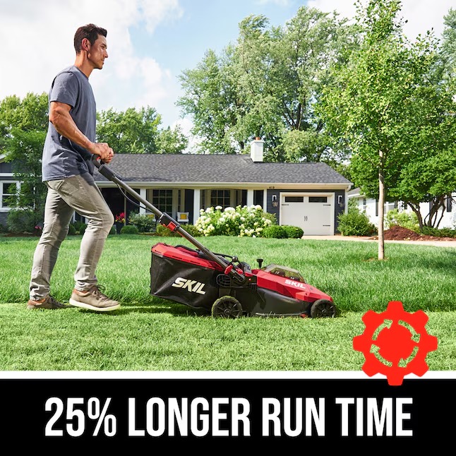 SKIL PM4912B-20 PWR CORE 20-volt 18-in Cordless Push Lawn Mower 4 Ah (2-Batteries and Charger Included)1_11zon