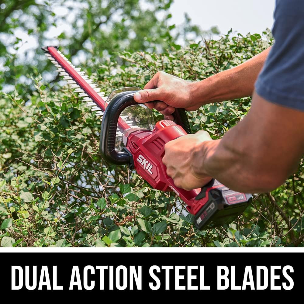 SKIL PWR CORE 20 22 20V Hedge Trimmer Kit, 3 4 Cut Capacity, Includes 2.0Ah Battery and Charger - HT4222B-105