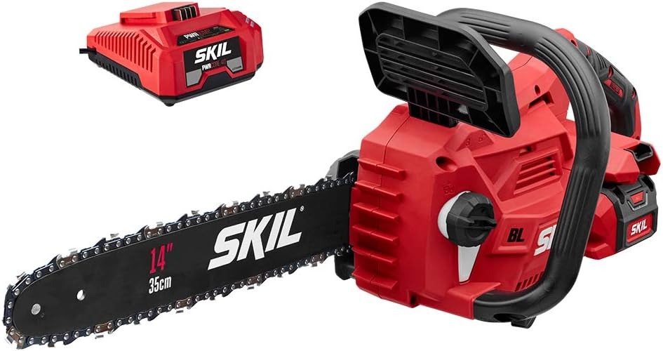 SKIL PWR CORE 40 Brushless 40V 14” Lightweight Chainsaw Kit with Tool-free Chain Tension & Auto Lubrication, Includes 2.5Ah Battery and Auto PWR Jump Charger - CS4555-10 SKIL PWR CORE 40 Brushless 40V 14” Lightweight Chainsaw Kit with Tool-free Chain Tension & Auto Lubrication, Includes 2.5Ah Battery and Auto PWR Jump Charger - CS4555-10