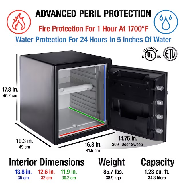 SentrySafe SFW123GTC 1.2-cu ft Fireproof and Waterproof Home Safe with Electronic Keypad Lock3_11zon