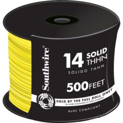 Southwire 11584058 500-Feet 14 -AWG Yellow Solid Copper THHN wire ( By-the-roll )