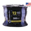 Southwire 11590758 500-Feet 12 -AWG Blue Solid Copper THHN wire ( By-the-roll )