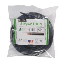 Southwire 20493340 SIMpull 50-Feet 6 -AWG Black Stranded Copper THHN wire ( By-the-roll )Southwire 20493340 SIMpull 50-Feet 6 -AWG Black Stranded Copper THHN wire ( By-the-roll )
