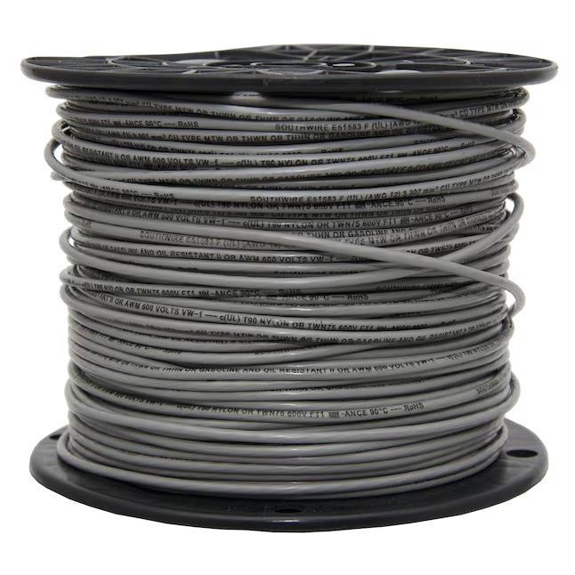 Southwire 22963301 500-Feet 14 -AWG Grey Stranded Copper THHN wire ( By-the-roll )_11zon Southwire 22963301 500-Feet 14 -AWG Grey Stranded Copper THHN wire ( By-the-roll )