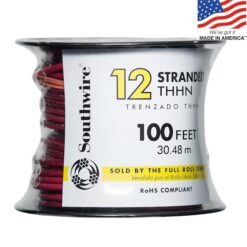 Southwire 22966684 100-Feet 12 -AWG Red Stranded Copper THHN wire ( By-the-roll )