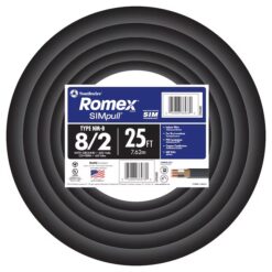 Southwire 28893621 25-Feet 8 / 2 / Romex SIMpull Stranded Indoor CU NM-B W/G Individual pack ( By-the-roll )