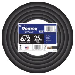 Southwire 28894421 25-Feet 6 / 2 / Romex SIMpull Stranded Indoor CU NM-B W/G Individual pack ( By-the-roll )