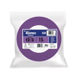 Southwire 63947826 15-Feet 12 / 3 / Romex SIMpull Solid Indoor CU NM-B W/G Individual pack ( By-the-roll )