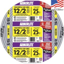 Southwire 68580021 Armorlite 25-Feet 12 / 2 Solid Aluminum MC (Metal Clad) Cable