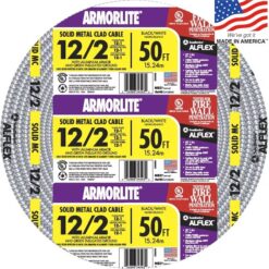 Southwire 68580052 Armorlite 50-Feet 12 / 2 Solid Aluminum MC (Metal Clad) Cable