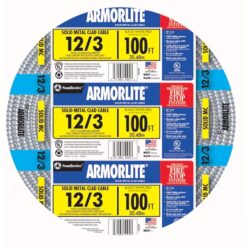 Southwire 68583423 Armorlite 100-Feet 12 / 3 Solid Aluminum MC (Metal Clad) Cable