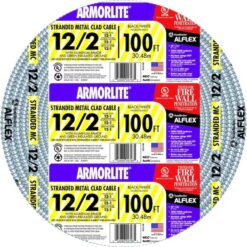 Southwire 69114723 Armorlite 100-Feet 12 / 2 Stranded Aluminum MC (Metal Clad) Cable