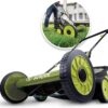 Sun Joe MJ501M w/ 7-Gallon Detachable Grass Catcher, 9-Position Height Adjustment, 5 Steel Blades, Compact Design, 18-Inch Manual, Green/Black