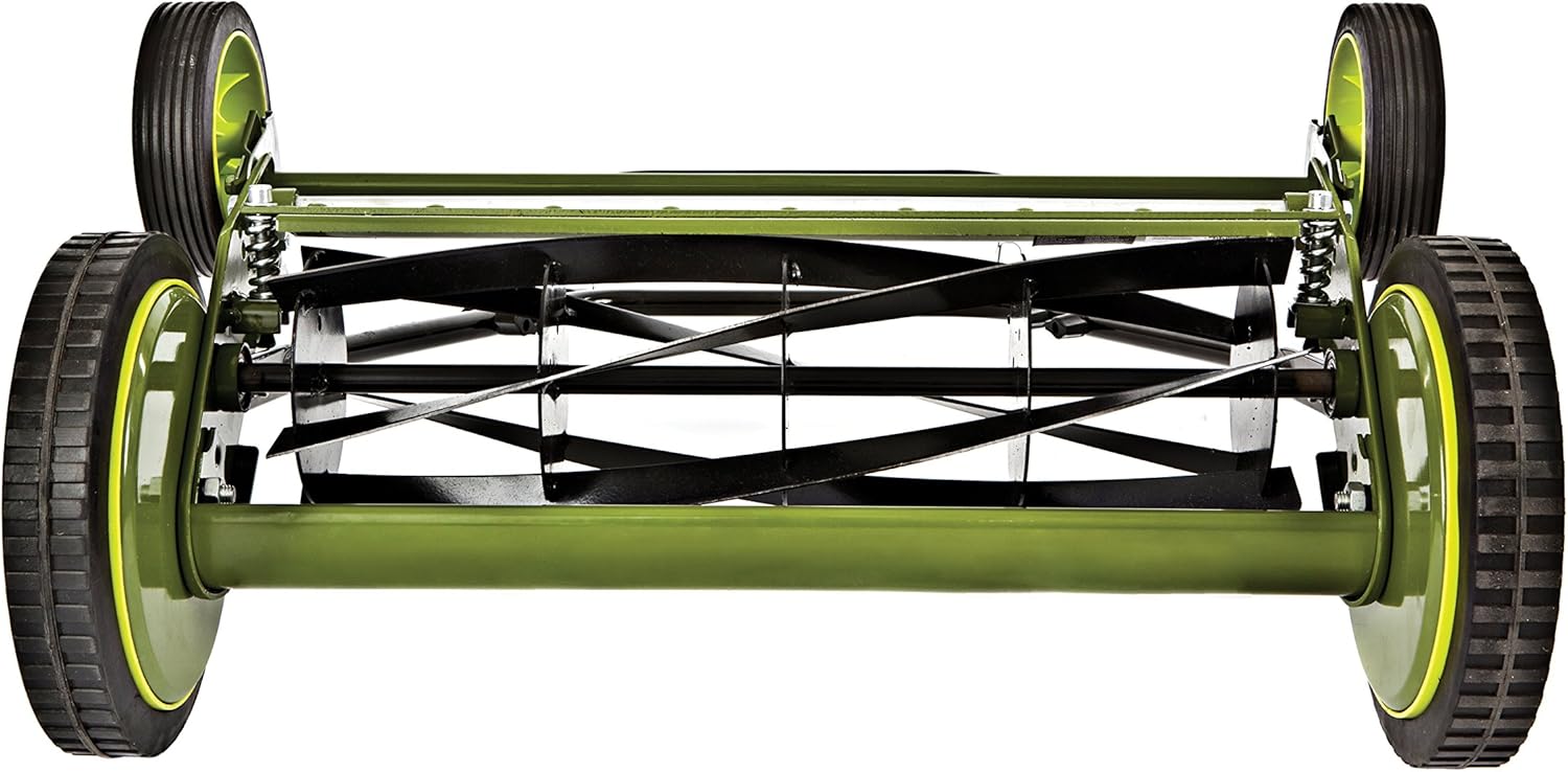 Sun Joe MJ501M w 7-Gallon Detachable Grass Catcher, 9-Position Height Adjustment, 5 Steel Blades, Compact Design, 18-Inch Manual, Green Black9