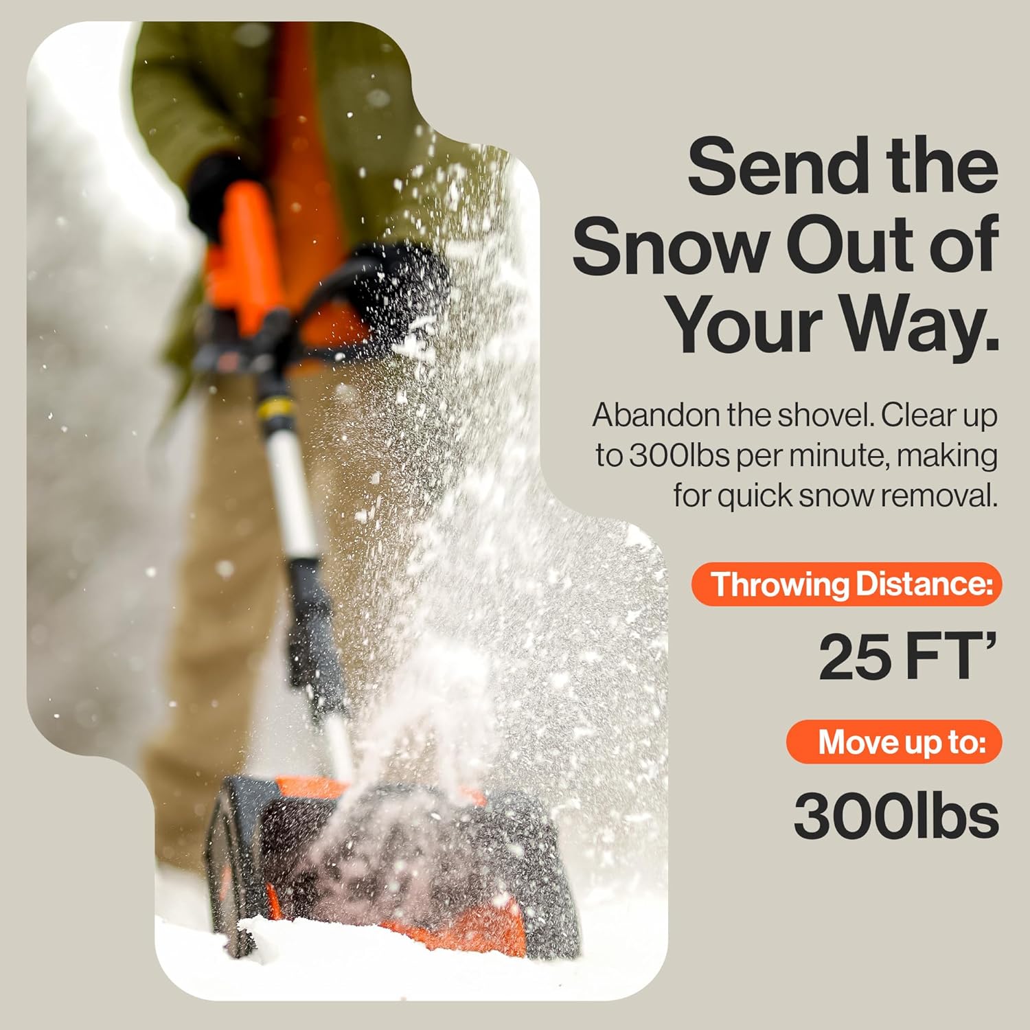 SuperHandy GUT055 Cordless Snow Shovel, 20V 2Ah Electric Snow Thrower - Lightweight, 10x5 Clearing Path, 25 ft Throwing Distance, 300 lbs Min Snow Capacity (2024)5