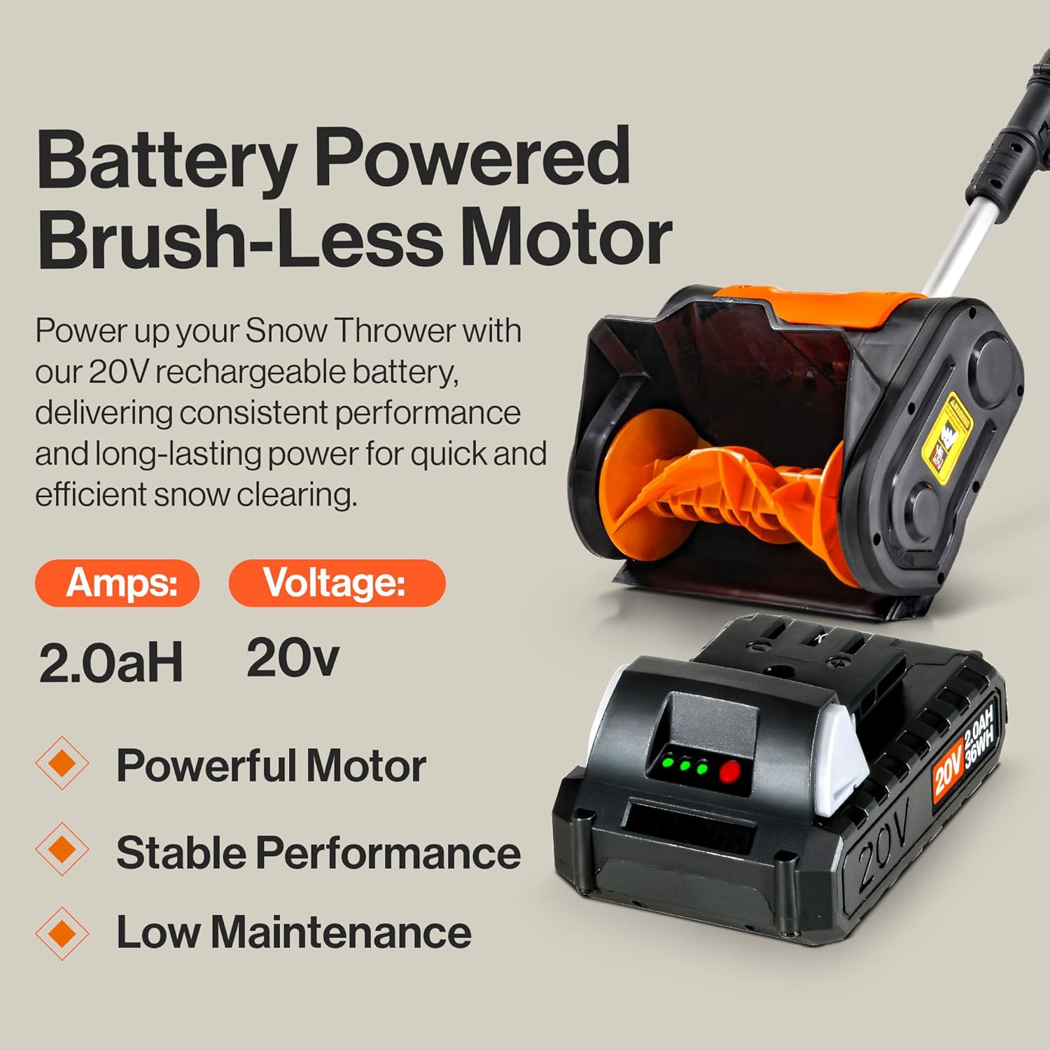 SuperHandy GUT055 Cordless Snow Shovel, 20V 2Ah Electric Snow Thrower - Lightweight, 10x5 Clearing Path, 25 ft Throwing Distance, 300 lbs Min Snow Capacity (2024)7