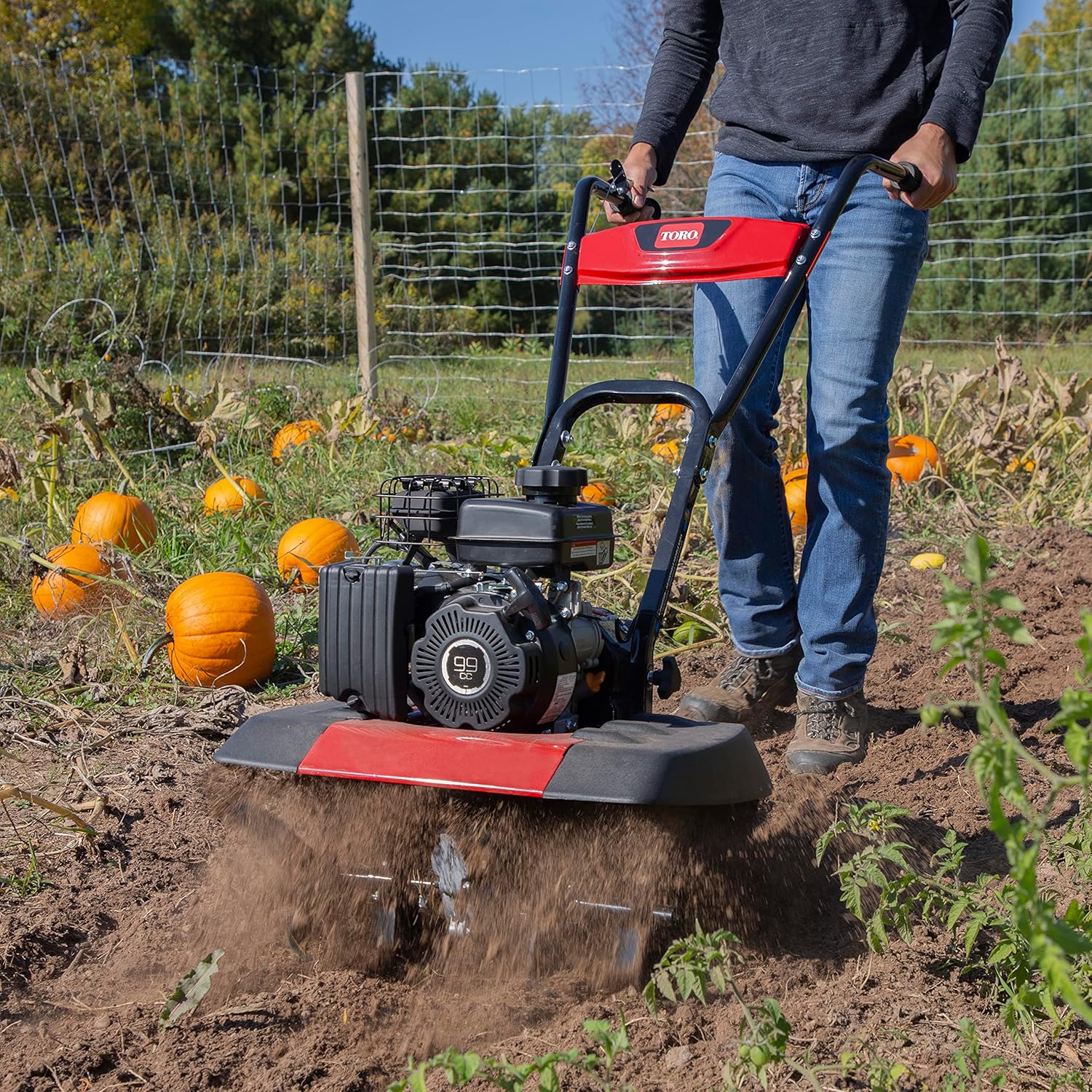 Toro 58604 Compact Front Tine Tiller, 99cc 4-Cycle Engine, 11, 16 or 21 Inch Adjustable Tilling Width, 11 Max Tilling Depth, Removable Side Shields5