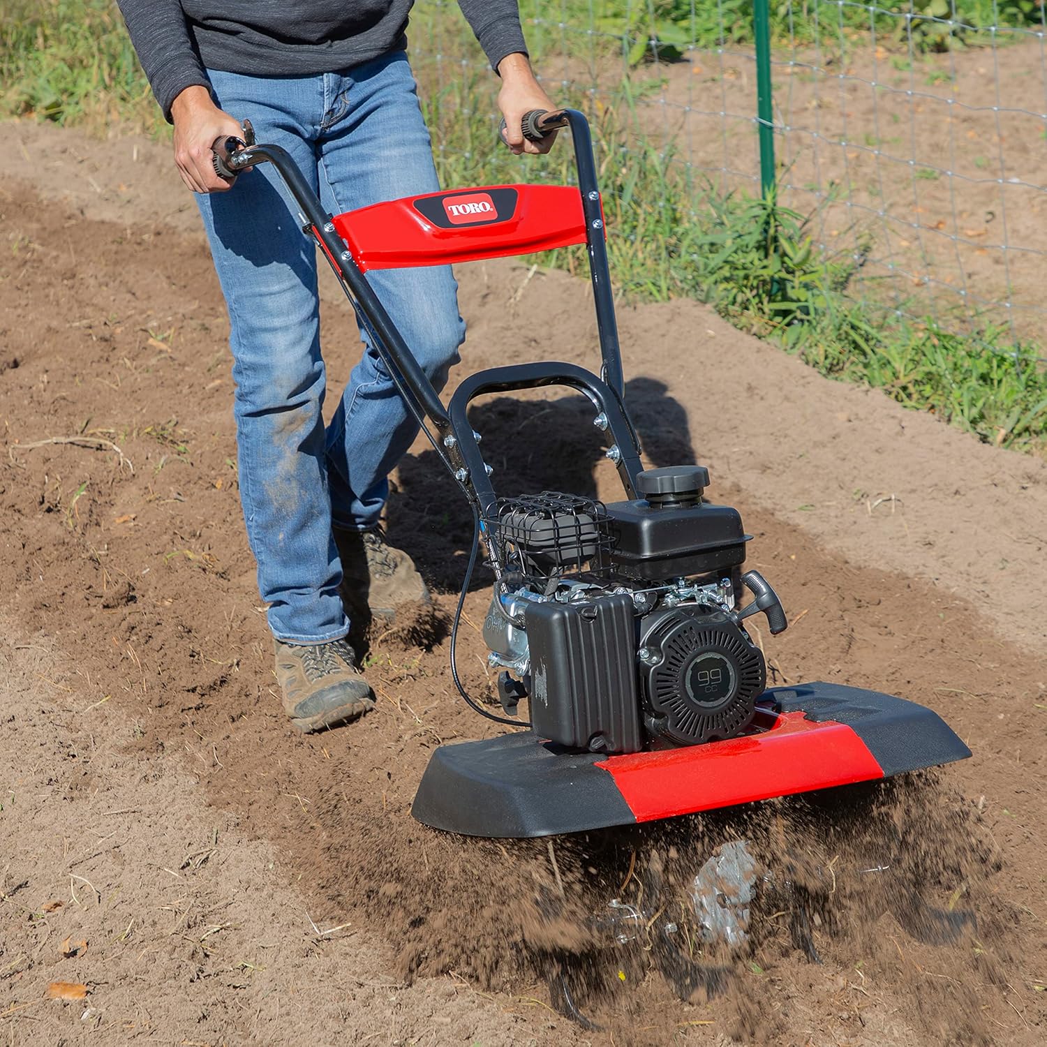 Toro 58604 Compact Front Tine Tiller, 99cc 4-Cycle Engine, 11, 16 or 21 Inch Adjustable Tilling Width, 11 Max Tilling Depth, Removable Side Shields9