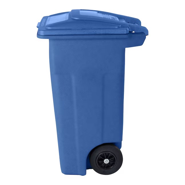 Toter ANA32-02BLU 32-Gallon Blue Recycle Resin Wheeled Outdoor Hinged Lid Trash Can2_11zon
