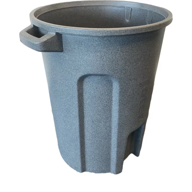 Toter RND55-B0149 55-Gallon Dark Gray Granite Resin Outdoor Lidless Trash Can1_11zon