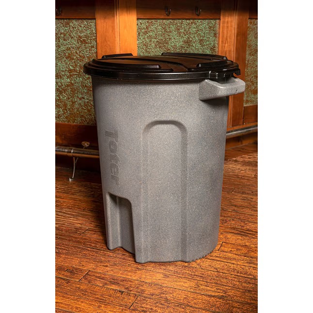 Toter RND55-B0149 55-Gallon Dark Gray Granite Resin Outdoor Lidless Trash Can9_11zon