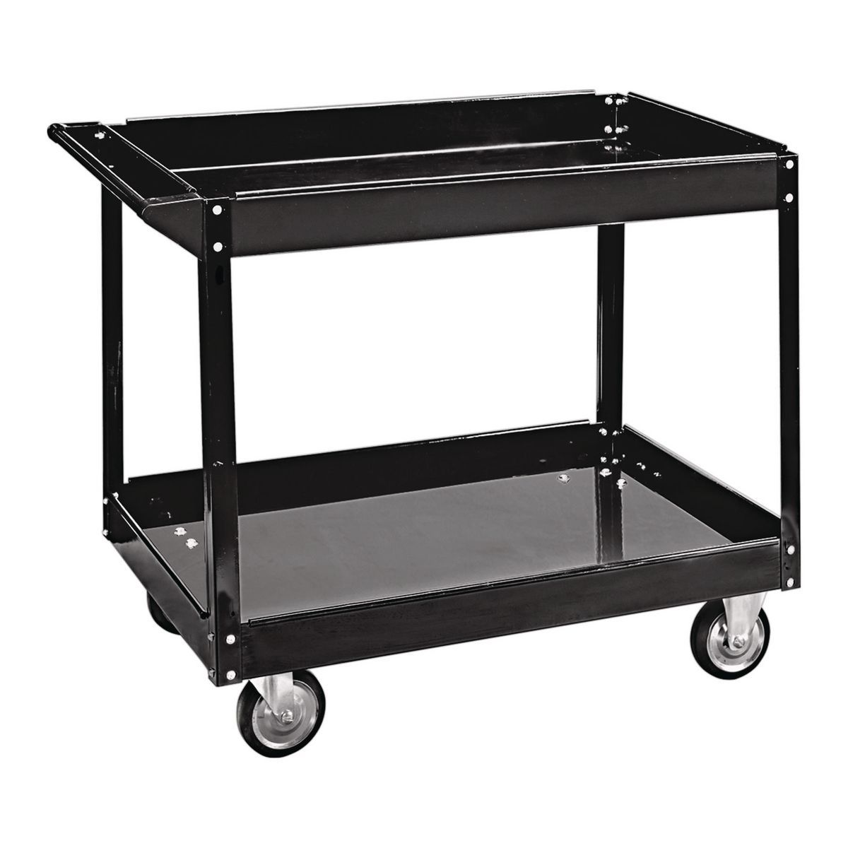 U.S. GENERAL 36 in. x 24 in. Two Shelf Steel Service Cart, Black U.S. GENERAL 36 in. x 24 in. Two Shelf Steel Service Cart, Black