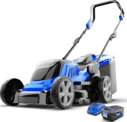 WILD BADGER POWER WB40V18PLM Lawn Mower 40V Brushless 18' Cordless, 5 Cutting Height Adjustments Electric Lawn Mower, Quickly Folding Within 5’s, 4.0AH Battery and Super Charger Included.