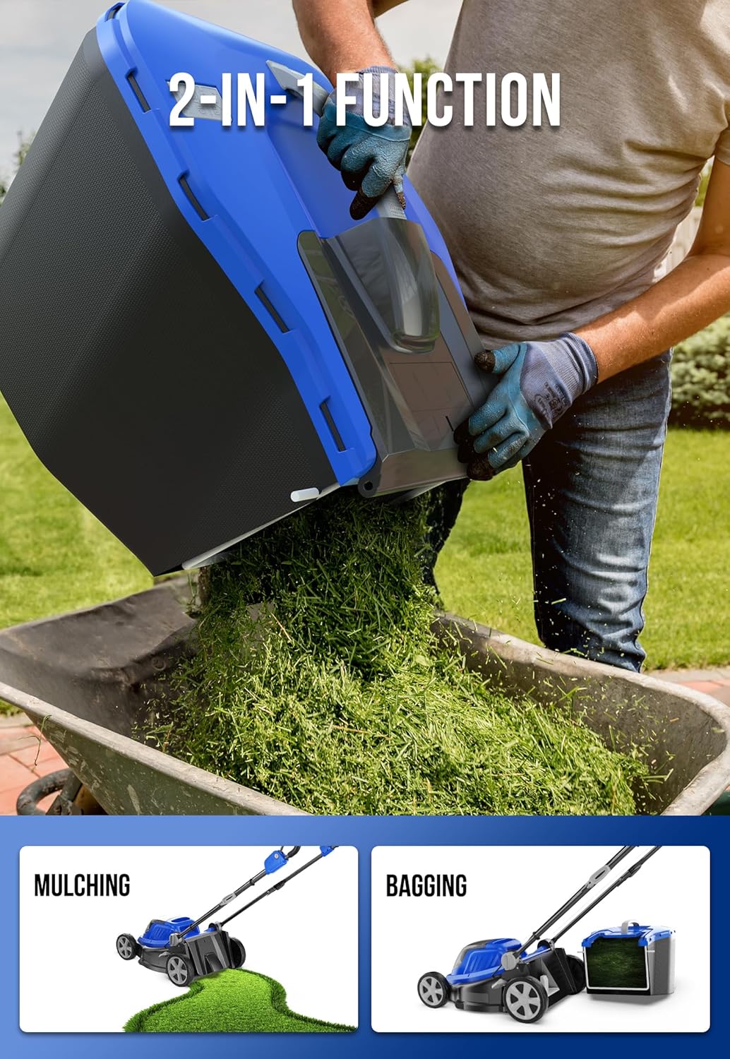 WILD BADGER POWER WB40V18PLM Lawn Mower 40V Brushless 18' Cordless, 5 Cutting Height Adjustments Electric Lawn Mower, Quickly Folding Within 5’s, 4.0AH Battery and Super Charger Included.11