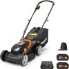 WORX 40V 14 Cordless Lawn Mower for Small Yards, 2-in-1 Battery Lawn Mower Cuts Quietly, Compact & Lightweight Lawn Mower with 6-Position Height Adjustment WG779 – 2 Batteries & Charger Included