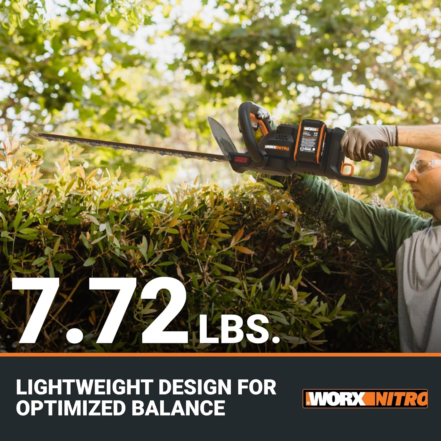 WORX Nitro 24 Cordless Hedge Trimmer 40V, Shrub Cutter with Fast Dual-Action Blades 3400 SPM, Brushless PowerShare Electric Hedge Clippers with 180° Rotating Handle WG286 –Battery & Charger Included2