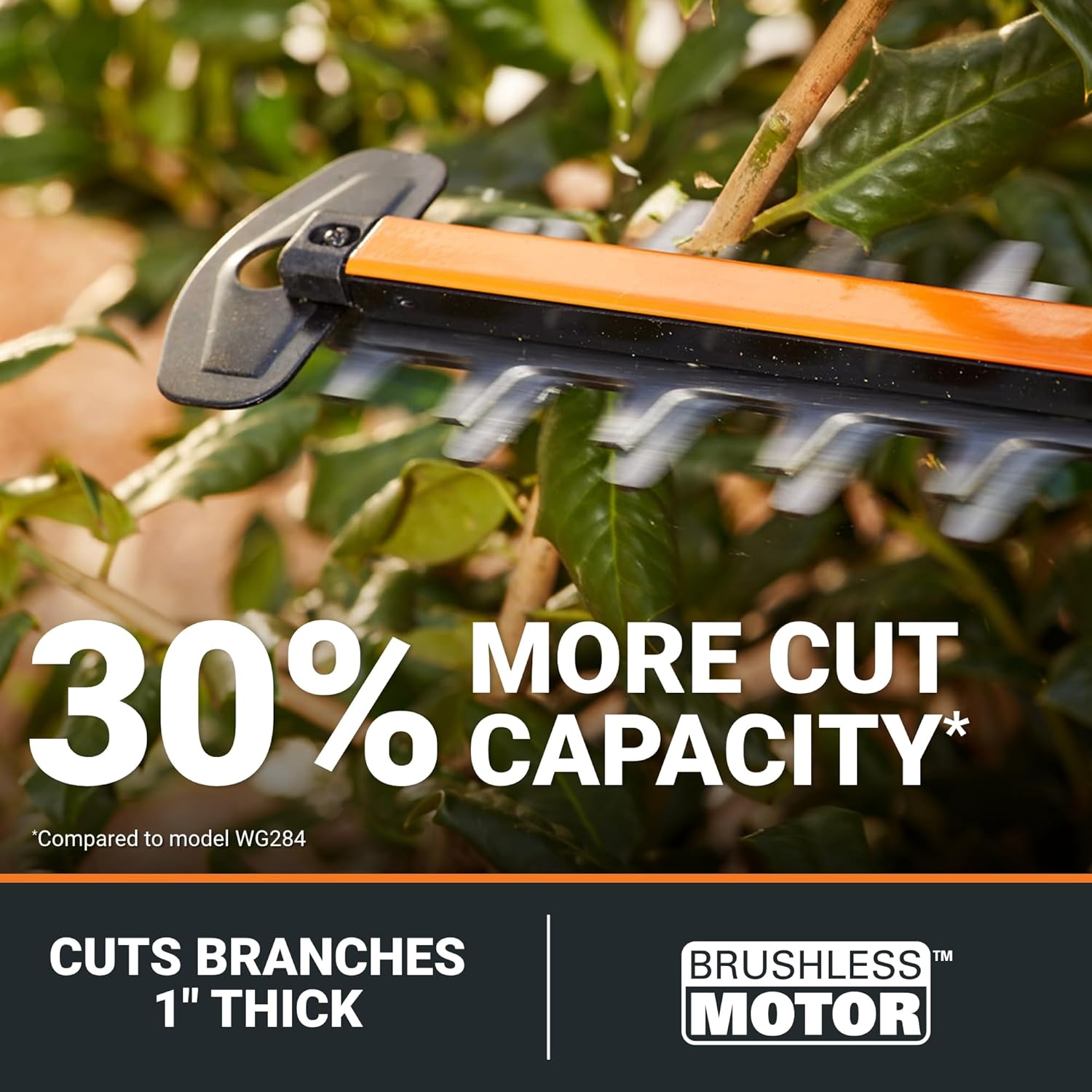 WORX Nitro 24 Cordless Hedge Trimmer 40V, Shrub Cutter with Fast Dual-Action Blades 3400 SPM, Brushless PowerShare Electric Hedge Clippers with 180° Rotating Handle WG286 –Battery & Charger Included3