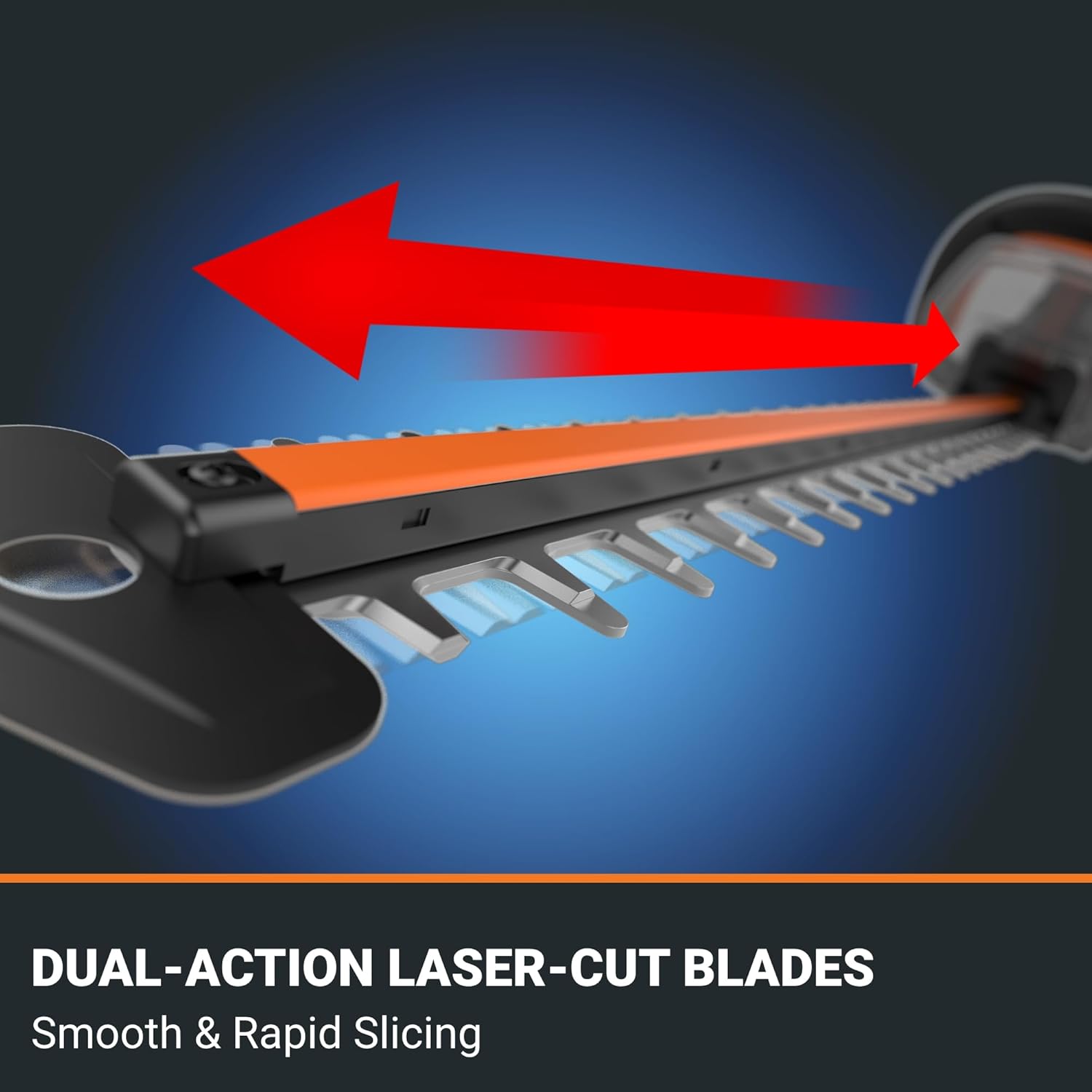 WORX Nitro 24 Cordless Hedge Trimmer 40V, Shrub Cutter with Fast Dual-Action Blades 3400 SPM, Brushless PowerShare Electric Hedge Clippers with 180° Rotating Handle WG286 –Battery & Charger Included5