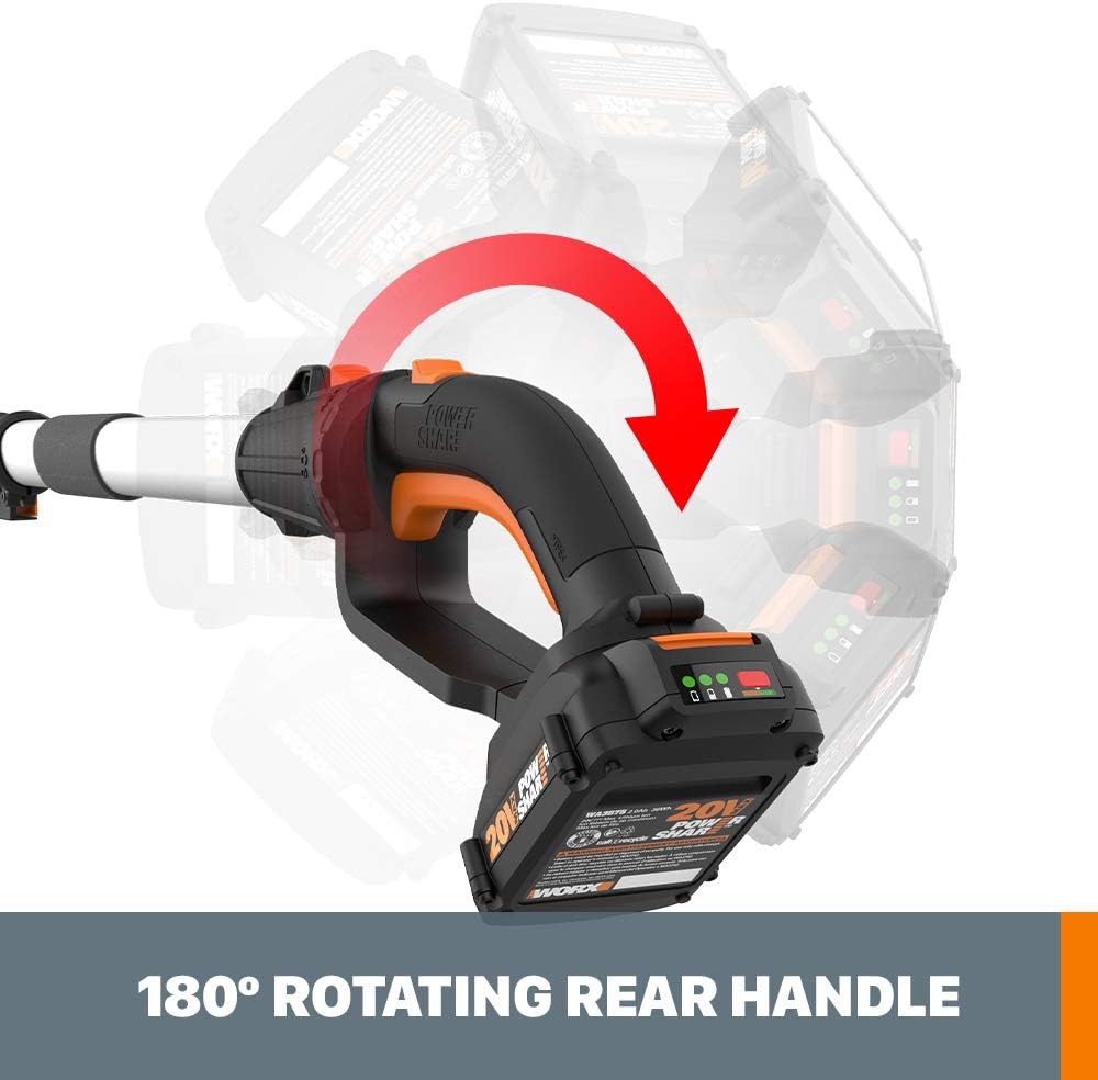 WORX WG252 20V 20 Cordless Hedge Trimmer, Reach Up to 12 Feet, Extended Pole, 180° Rotation Head, PowerShare – Battery & Charger Included11