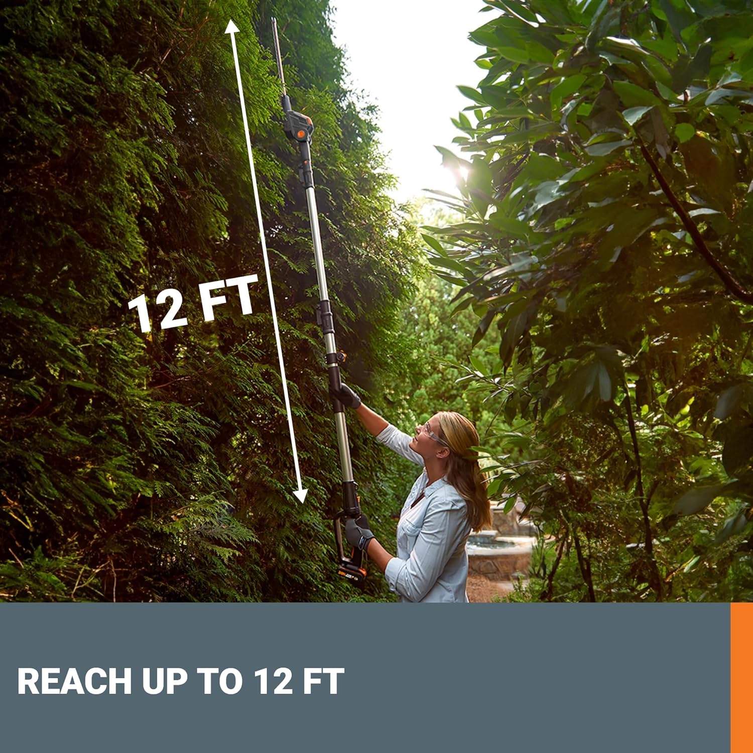 WORX WG252 20V 20 Cordless Hedge Trimmer, Reach Up to 12 Feet, Extended Pole, 180° Rotation Head, PowerShare – Battery & Charger Included6