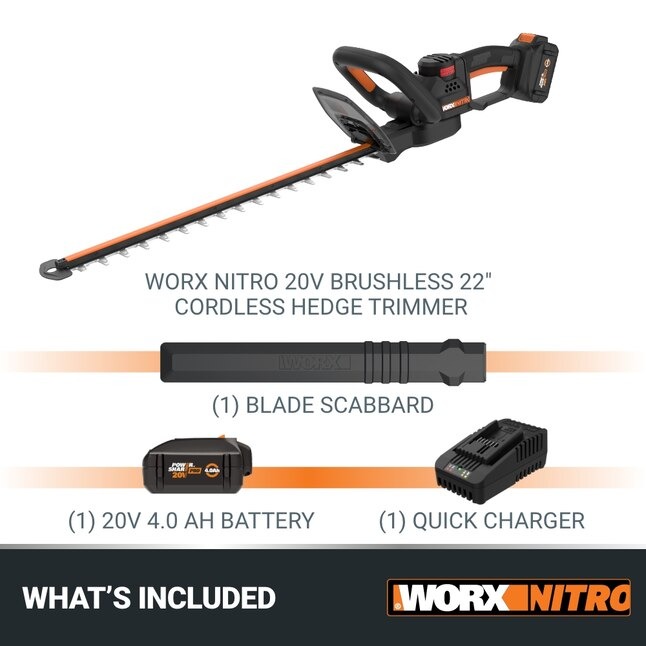 WORX WG263 Nitro Power Share 18-volt 22-in Battery Hedge Trimmer 4 Ah (Battery and Charger Included) 16_11zon