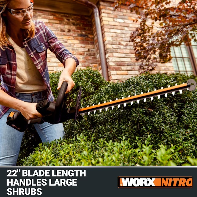 WORX WG263 Nitro Power Share 18-volt 22-in Battery Hedge Trimmer 4 Ah (Battery and Charger Included)8_11zon