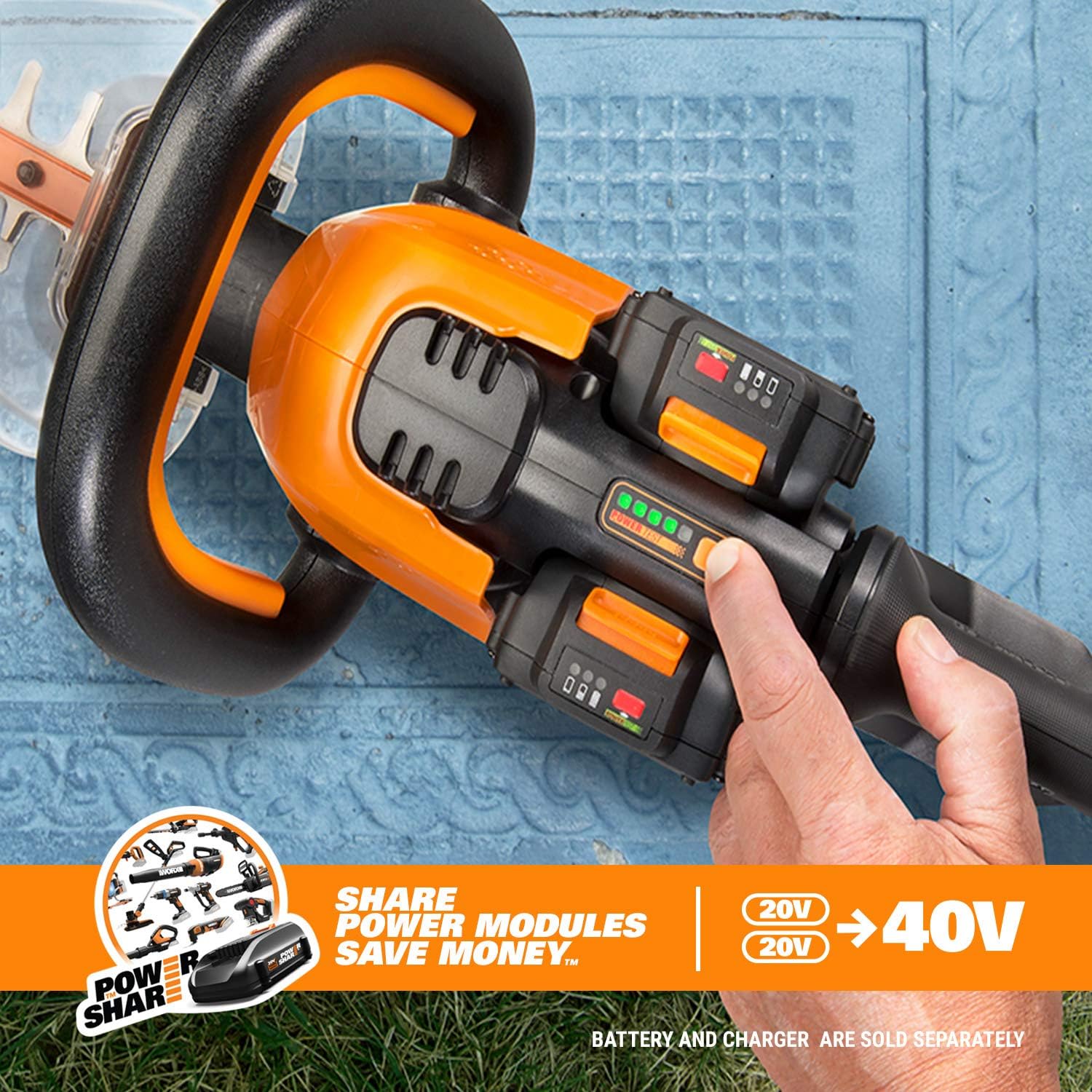 WORX WG284.9 40V 24 Hedge Trimmer (Tool Only)0