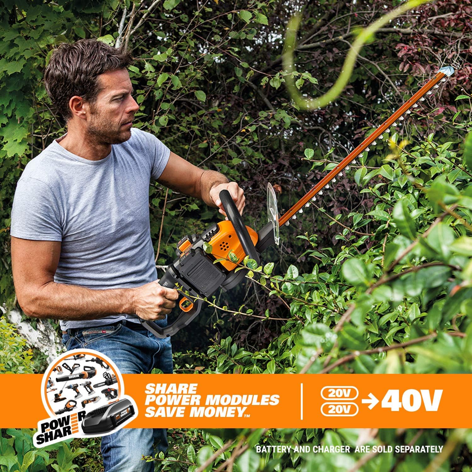 WORX WG284.9 40V 24 Hedge Trimmer (Tool Only)12