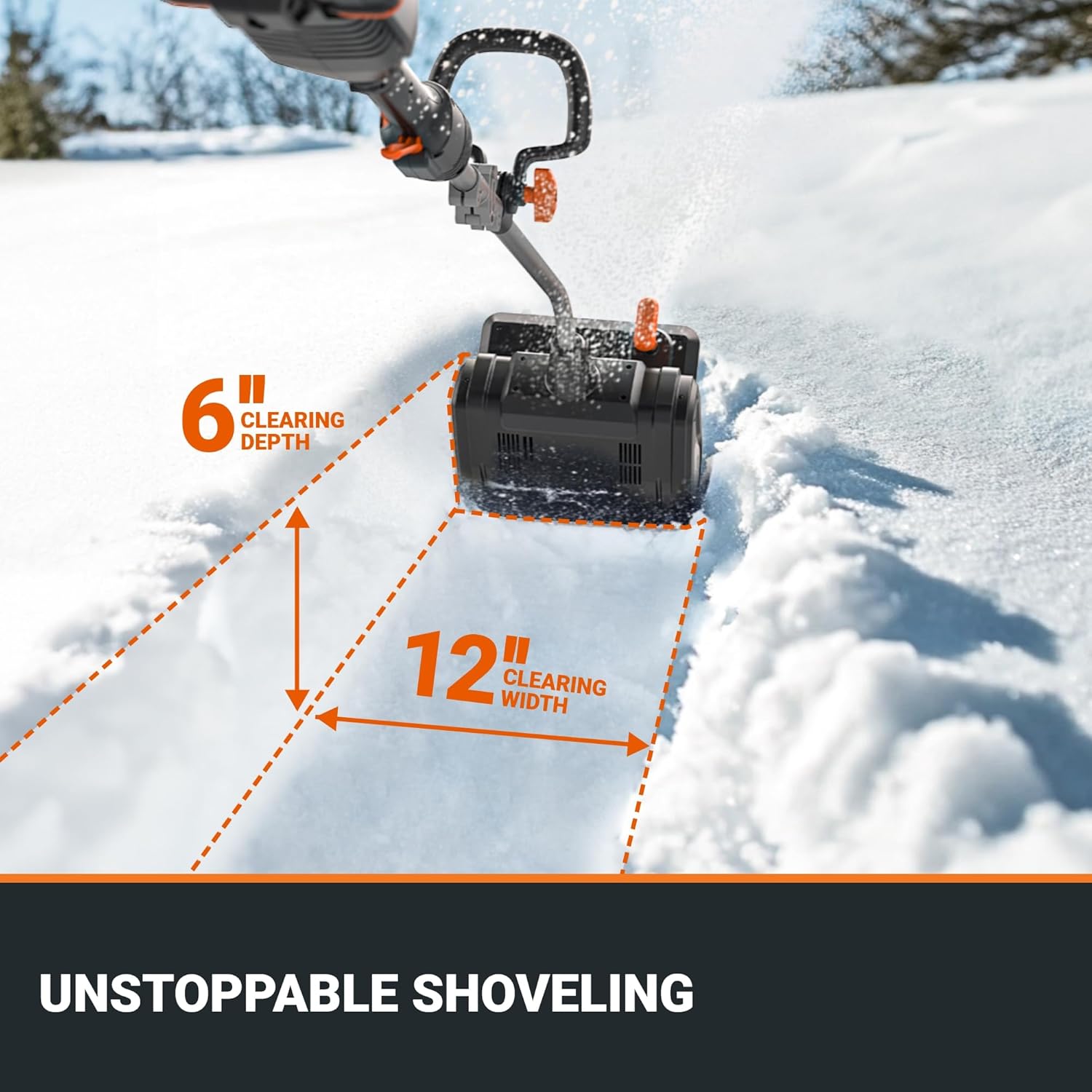 WORX WG460 Nitro 40V 12'' Electric Snow Shovel, 4-Car Driveway Cordless Snow Thrower, 2 Speeds Brushless Motor5