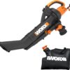 WORX WG505 Trivac 12 Amp 3-in-1 Electric Leaf Blower Leaf Vacuum Mulcher, Metal Impeller for Fine Mulching