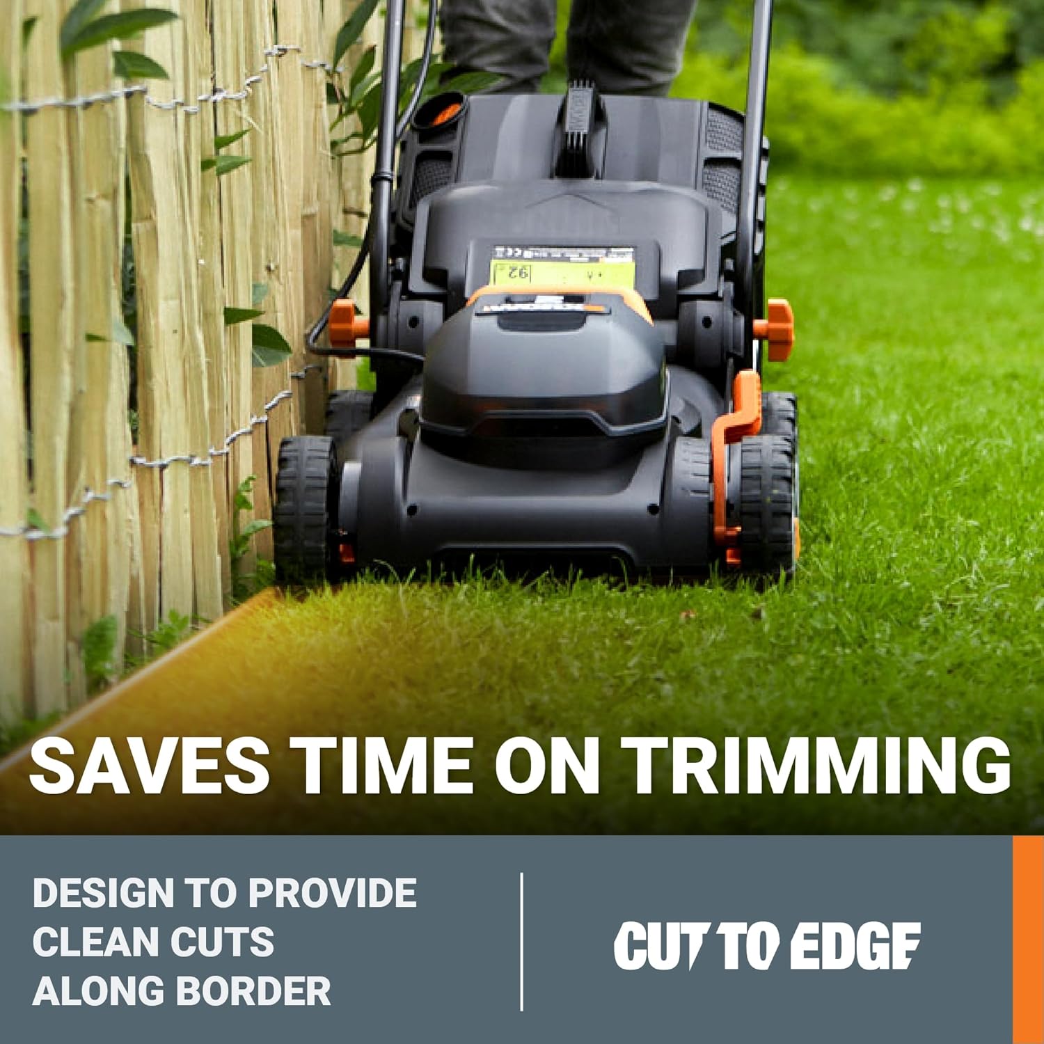 WORX WG743 40V 17 Cordless Lawn Mower for Small Yards, 2-in-1 Battery Lawn Mower Cuts Quiet, Compact & Lightweight Push Lawn Mower with 7-Position Height Adjustment – 2 Batteries & Charger Included4