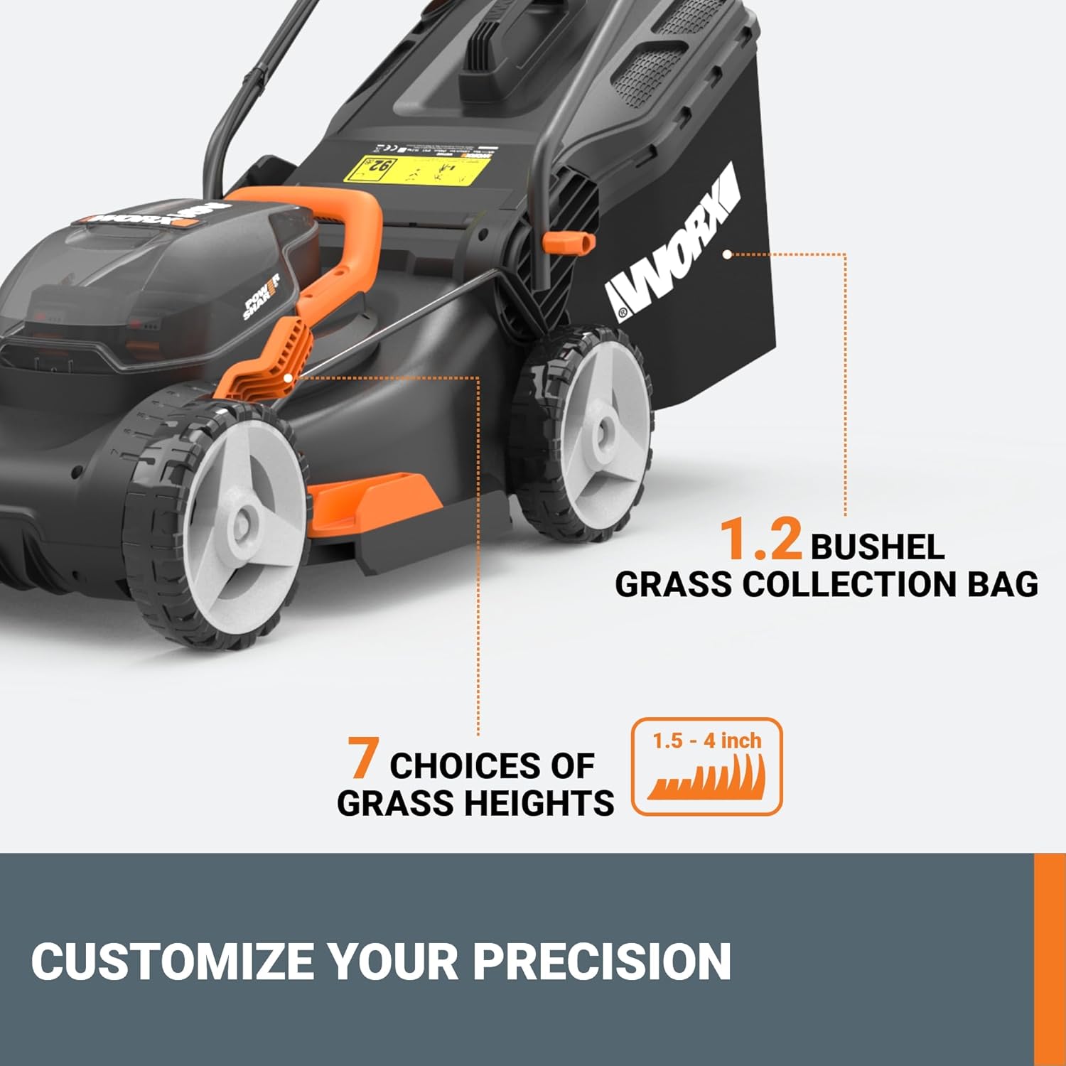 WORX WG743 40V 17 Cordless Lawn Mower for Small Yards, 2-in-1 Battery Lawn Mower Cuts Quiet, Compact & Lightweight Push Lawn Mower with 7-Position Height Adjustment – 2 Batteries & Charger Included7