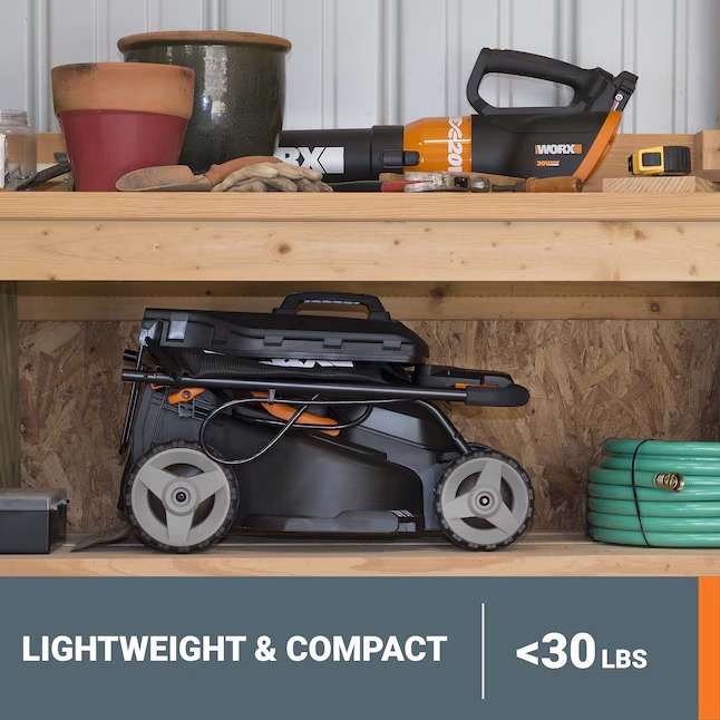 WORX WG779.1 Power Share 40-volt 14-in Cordless Push Lawn Mower 4 Ah Bagger Sold Separately (2-Batteries and Charger Included)4_11zon
