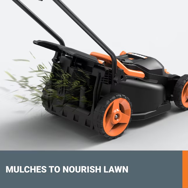 WORX WG779.1 Power Share 40-volt 14-in Cordless Push Lawn Mower 4 Ah Bagger Sold Separately (2-Batteries and Charger Included)8_11zon