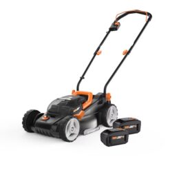 WORX WG779.1 Power Share 40-volt 14-in Cordless Push Lawn Mower 4 Ah Bagger Sold Separately (2-Batteries and Charger Included)