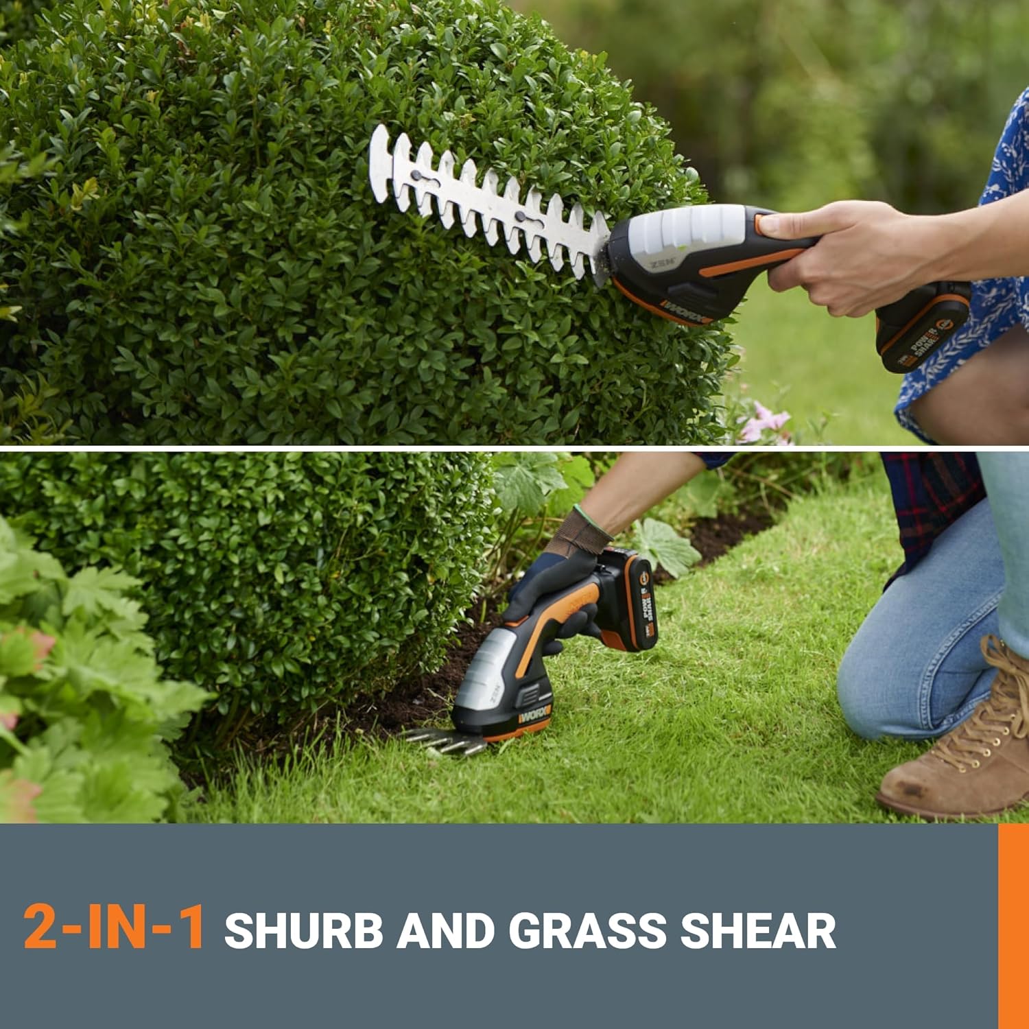 WORX WG801 20V PowerShare 4 Cordless Shear and 8 Shrubber Trimmer (Battery & Charger Included)1