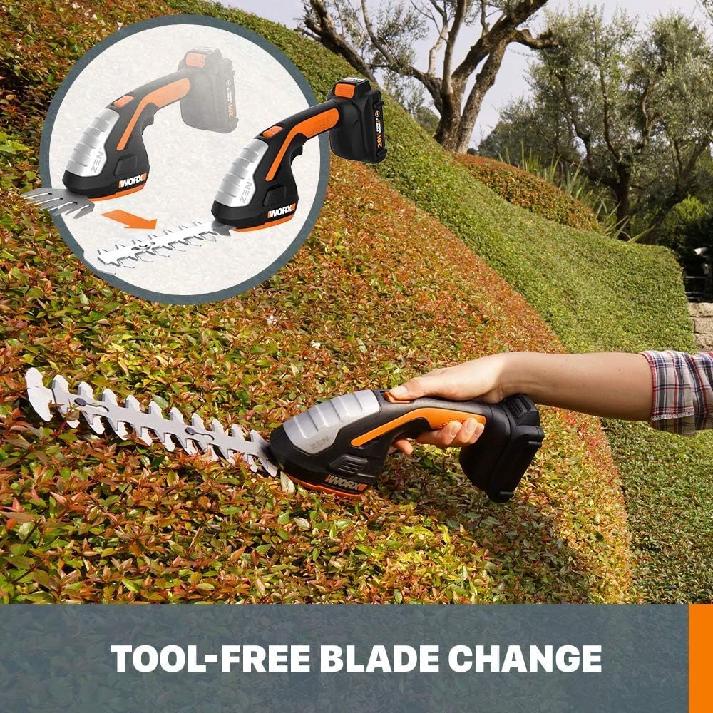 WORX WG801 20V PowerShare 4 Cordless Shear and 8 Shrubber Trimmer (Battery & Charger Included)2
